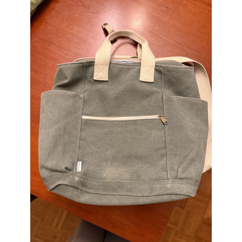 Birdling bag backpack green canvas cotton diaper tote Olive army